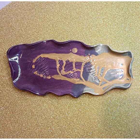 Vessels of Honor Other - Vessels of Honor Handmade Hand Painted Art Pottery Ceramic Tray Purple Gray